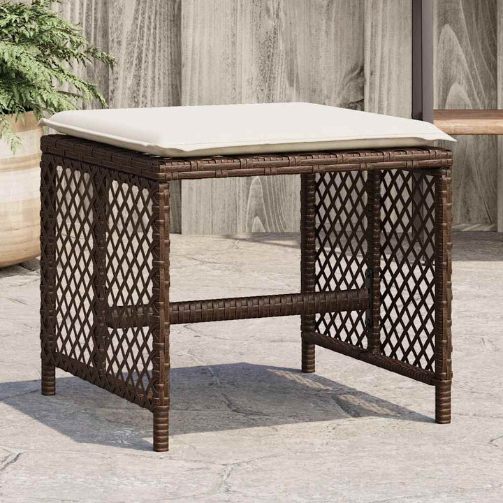 haveskamler 4 stk. med hynder 41x41x36 cm polyrattan brun