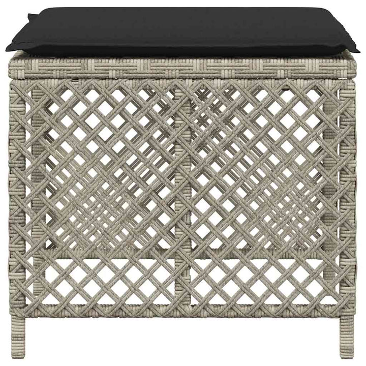 haveskamler 4 stk. med hynder 41x41x36 cm polyrattan lysegrå