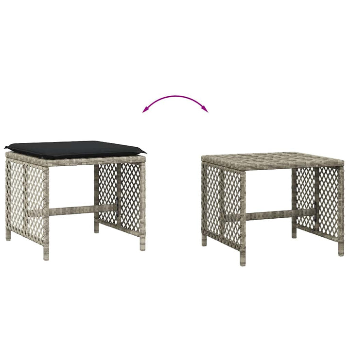 haveskamler 4 stk. med hynder 41x41x36 cm polyrattan lysegrå