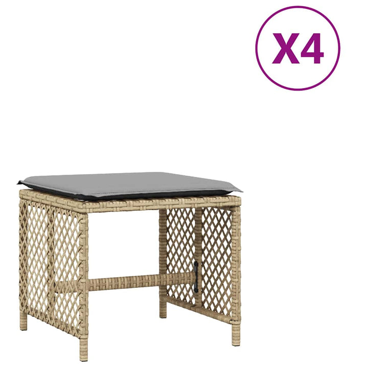 haveskamler 4 stk. med hynder 41x41x36 cm polyrattan beige