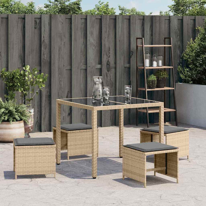 haveskamler 4 stk. med hynder 41x41x36 cm polyrattan beige