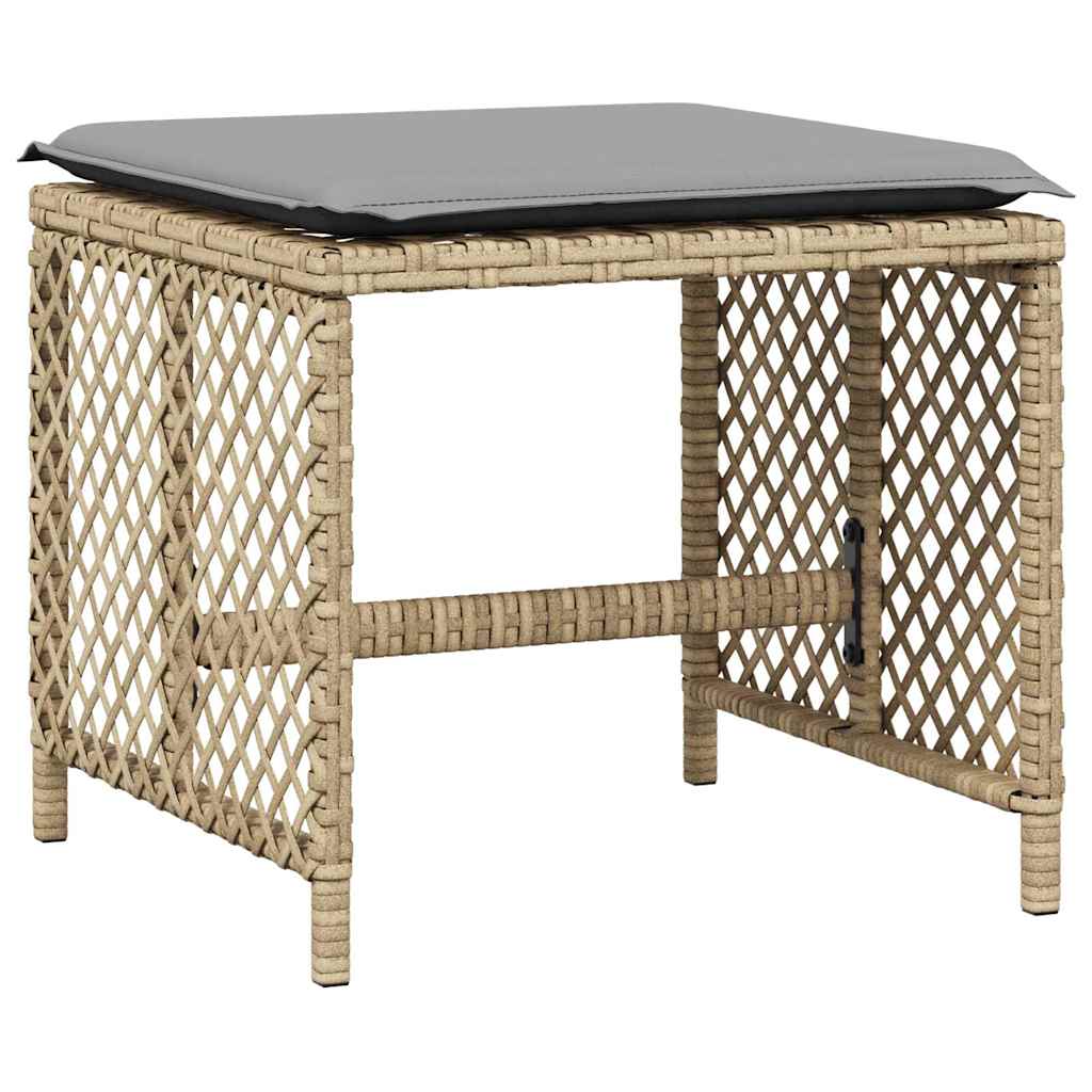 haveskamler 4 stk. med hynder 41x41x36 cm polyrattan beige