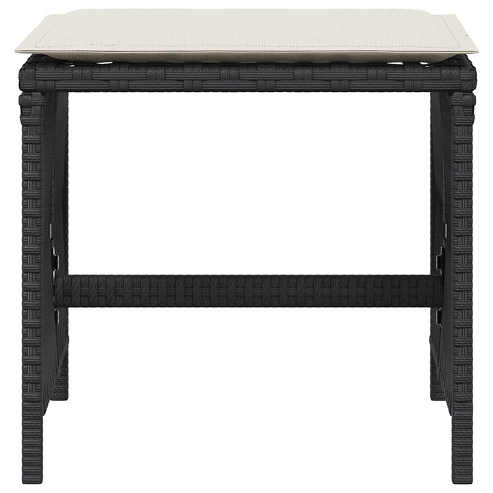 haveskammel med hynder 4 stk. 41x41x36 cm polyrattan sort