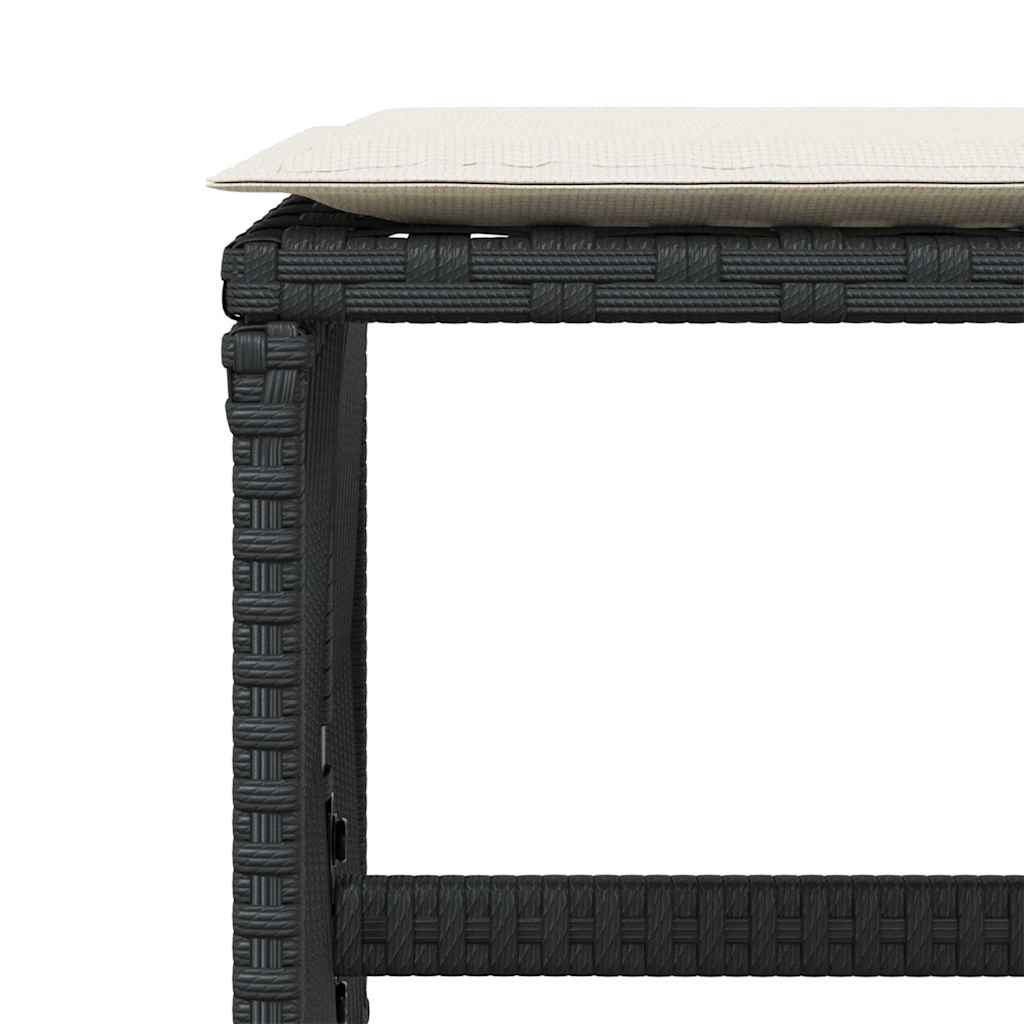 haveskammel med hynder 4 stk. 41x41x36 cm polyrattan sort