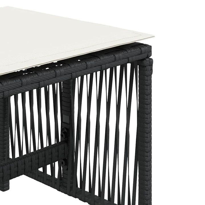 haveskammel med hynder 4 stk. 41x41x36 cm polyrattan sort