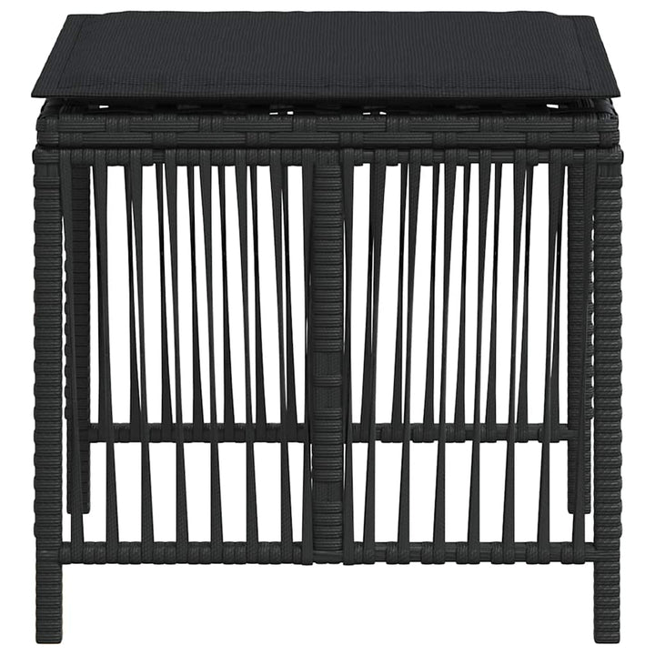 haveskammel med hynder 4 stk. 41x41x36 cm polyrattan sort