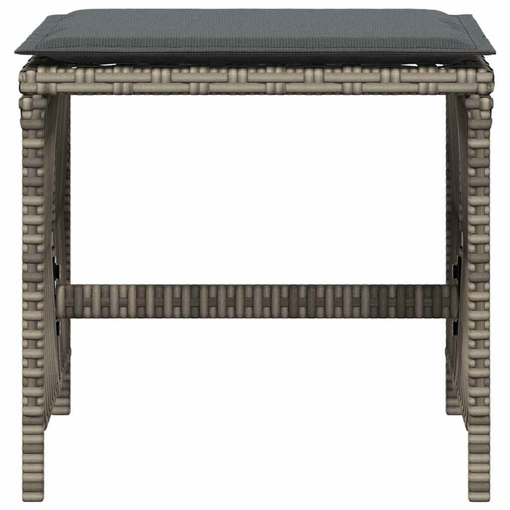 haveskamler 4 stk. med hynder 41x41x36 cm polyrattan grå