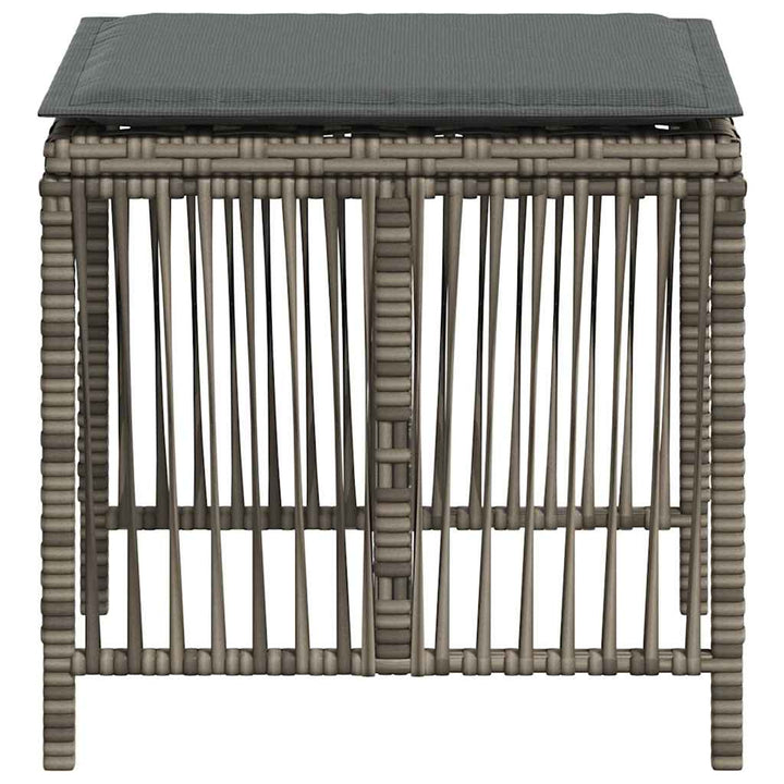 haveskamler 4 stk. med hynder 41x41x36 cm polyrattan grå