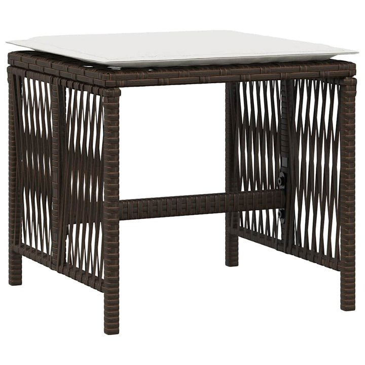 haveskamler 4 stk. med hynder 41x41x36 cm polyrattan brun