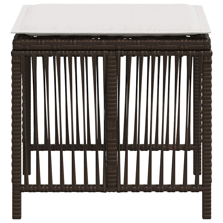 haveskamler 4 stk. med hynder 41x41x36 cm polyrattan brun