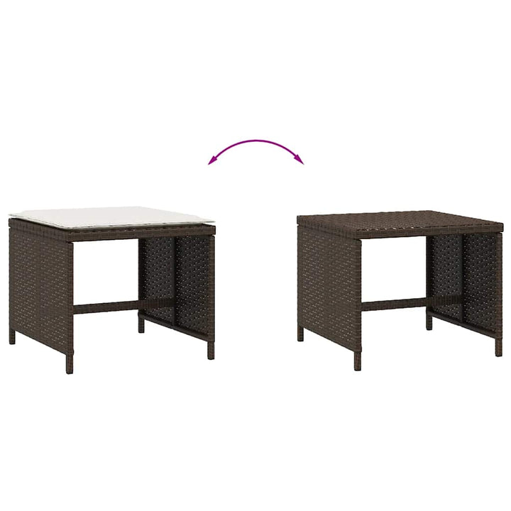 haveskamler 4 stk. med hynder 41x41x36 cm polyrattan brun