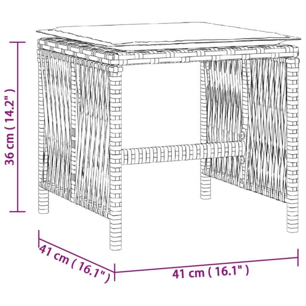 haveskamler 4 stk. med hynder 41x41x36 cm polyrattan brun