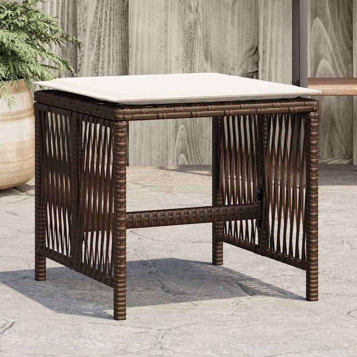 haveskamler 4 stk. med hynder 41x41x36 cm polyrattan brun
