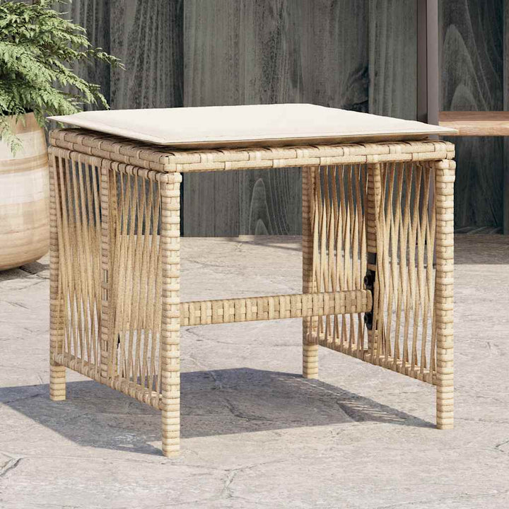 haveskamler 4 stk. med hynder 41x41x36 cm polyrattan beige
