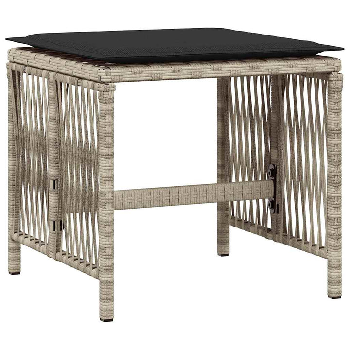 haveskamler 4 stk. med hynder 41x41x36 cm polyrattan lysegrå