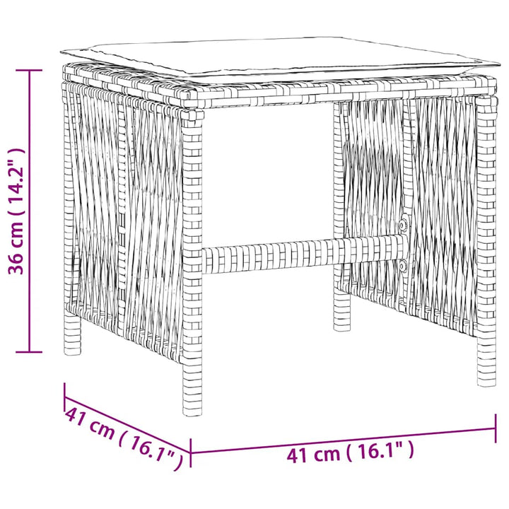 haveskamler 4 stk. med hynder 41x41x36 cm polyrattan lysegrå