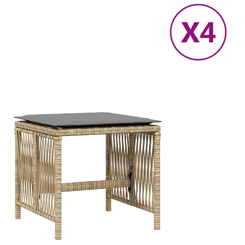 haveskamler 4 stk. med hynder 41x41x36 cm polyrattan beige