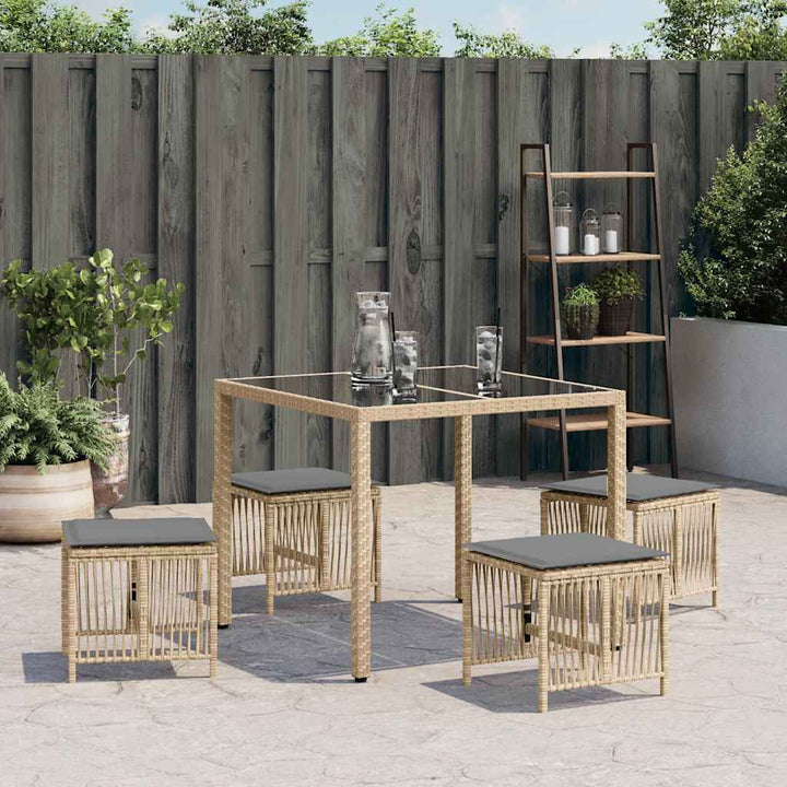 haveskamler 4 stk. med hynder 41x41x36 cm polyrattan beige