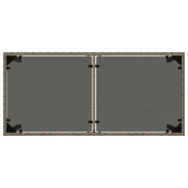 havebord med glastop 115x54x74 cm polyrattan grå