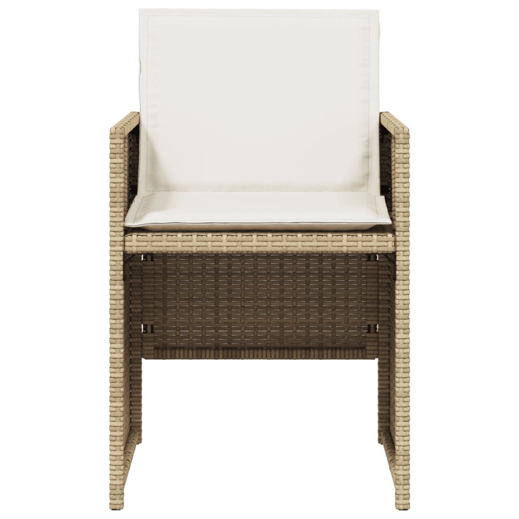 spisebordssæt til haven 5 dele med hynder polyrattan beige