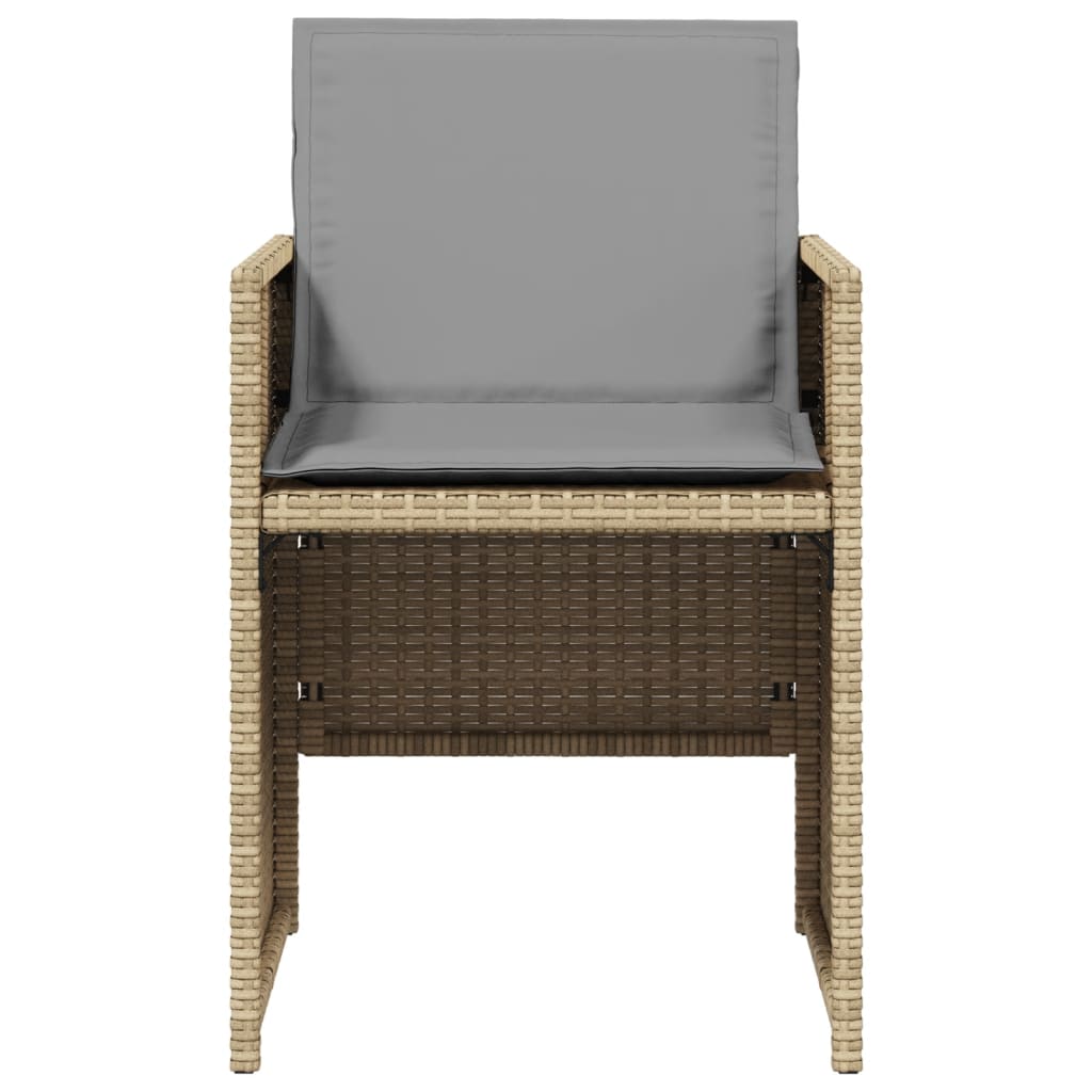 spisebordssæt til haven 5 dele med hynder polyrattan beige