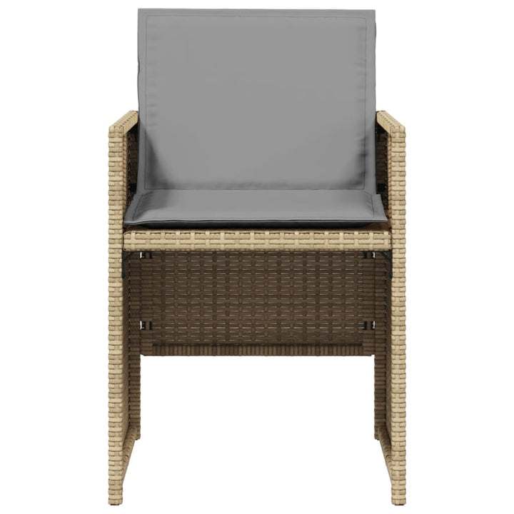 spisebordssæt til haven 5 dele med hynder polyrattan beige
