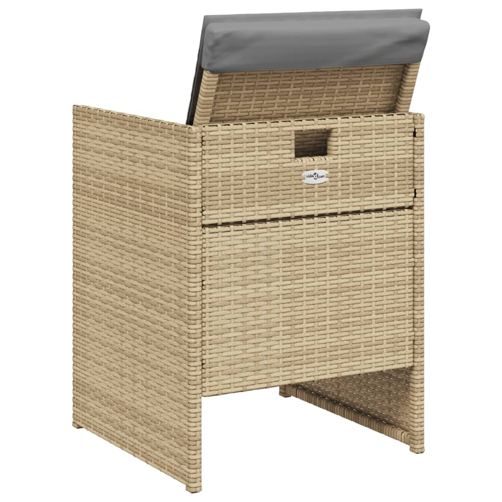 spisebordssæt til haven 5 dele med hynder polyrattan beige