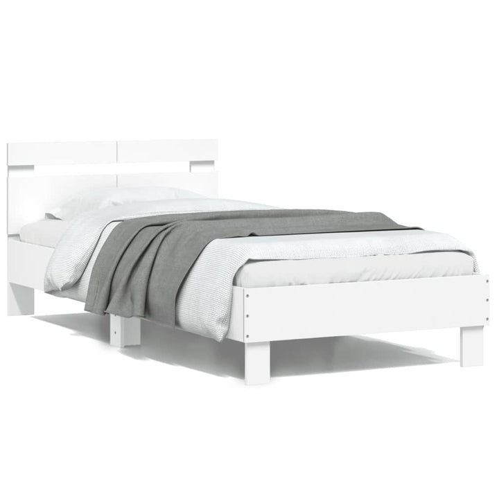 sengeramme med sengegavl 100x200 cm konstrueret træ hvid