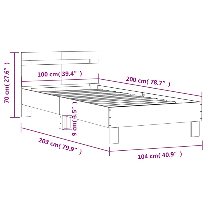 sengeramme med sengegavl 100x200 cm konstrueret træ hvid
