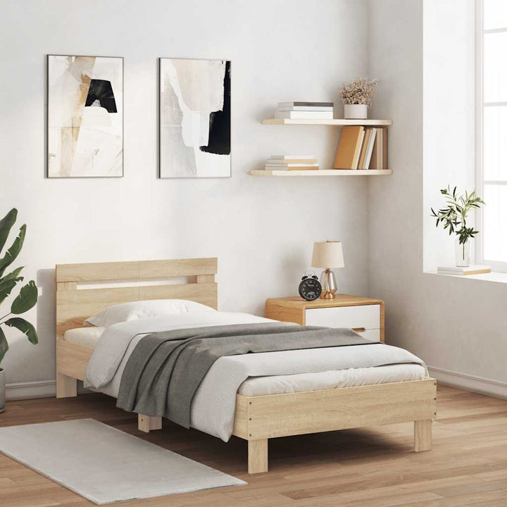 sengeramme m. sengegavl 100x200 cm uden madras sonoma-eg