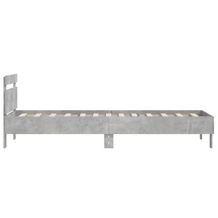 sengeramme med sengegavl 100x200 cm konstrueret træ betongrå