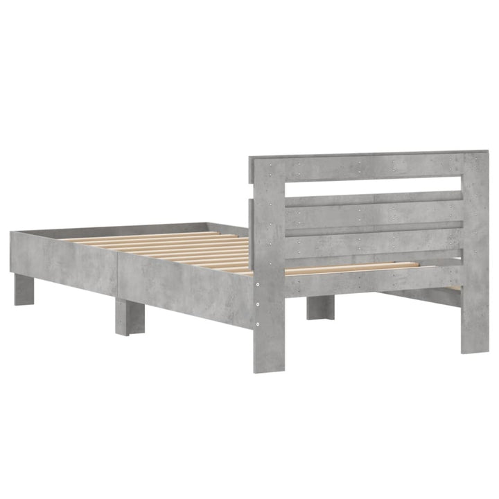 sengeramme med sengegavl 100x200 cm konstrueret træ betongrå