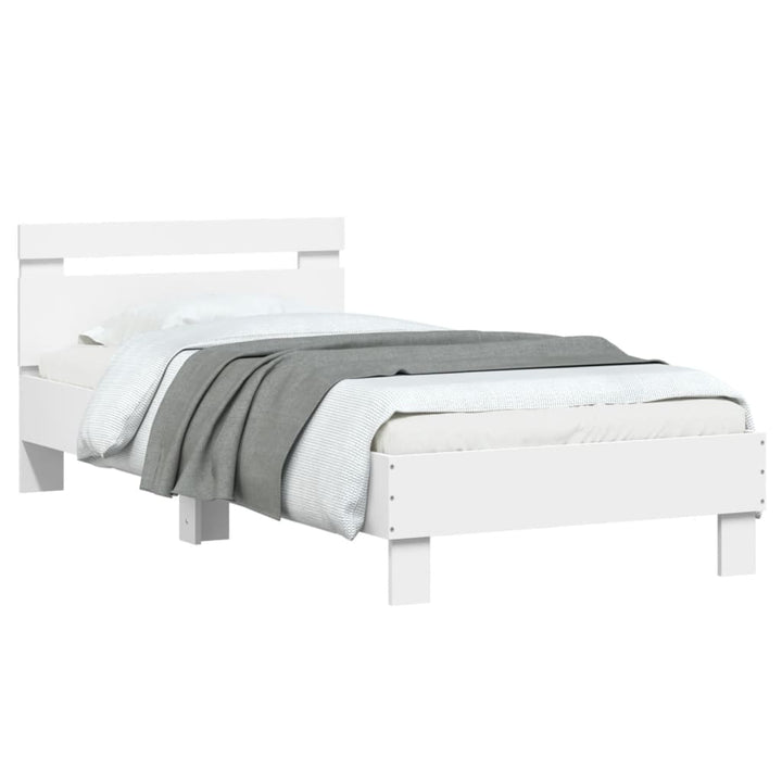 sengeramme med sengegavl 90x200 cm konstrueret træ hvid