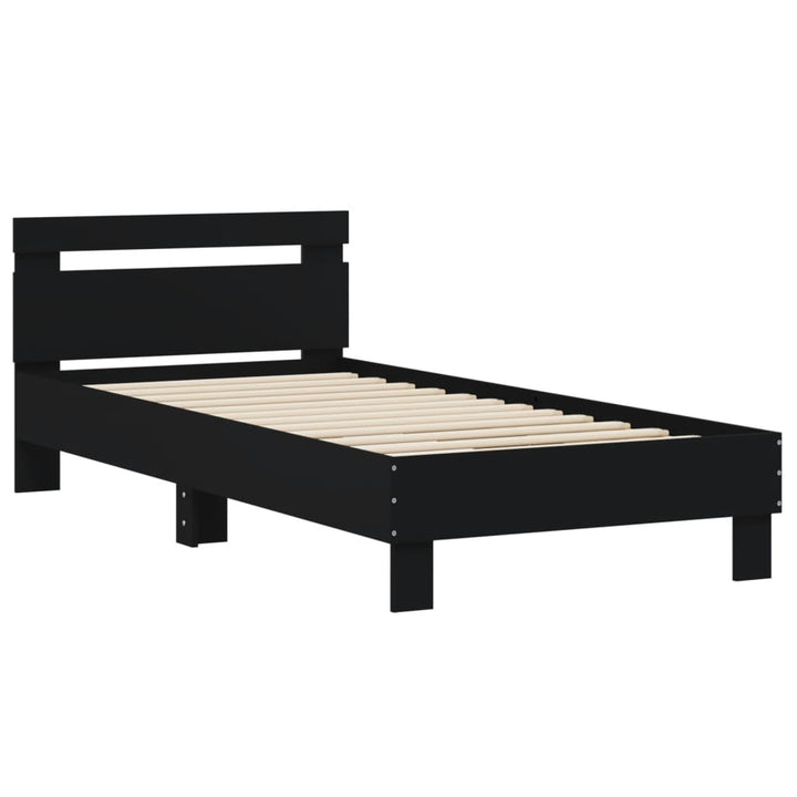 sengeramme med sengegavl 90x200 cm konstrueret træ sort