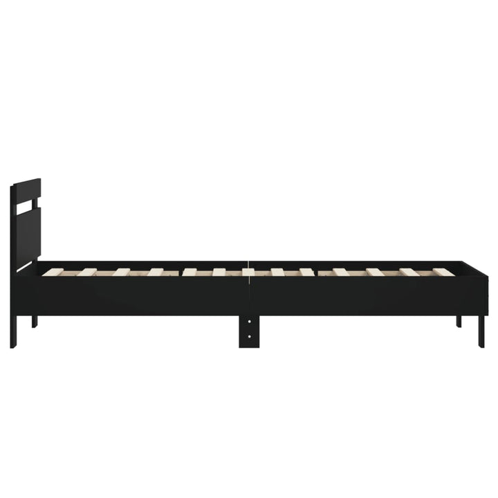 sengeramme med sengegavl 90x200 cm konstrueret træ sort