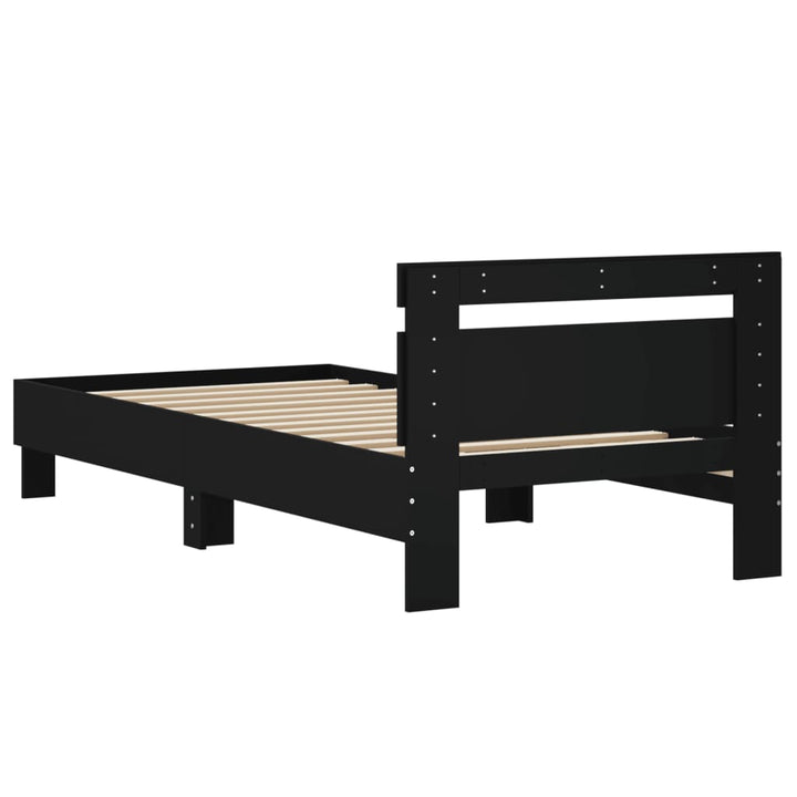 sengeramme med sengegavl 90x200 cm konstrueret træ sort