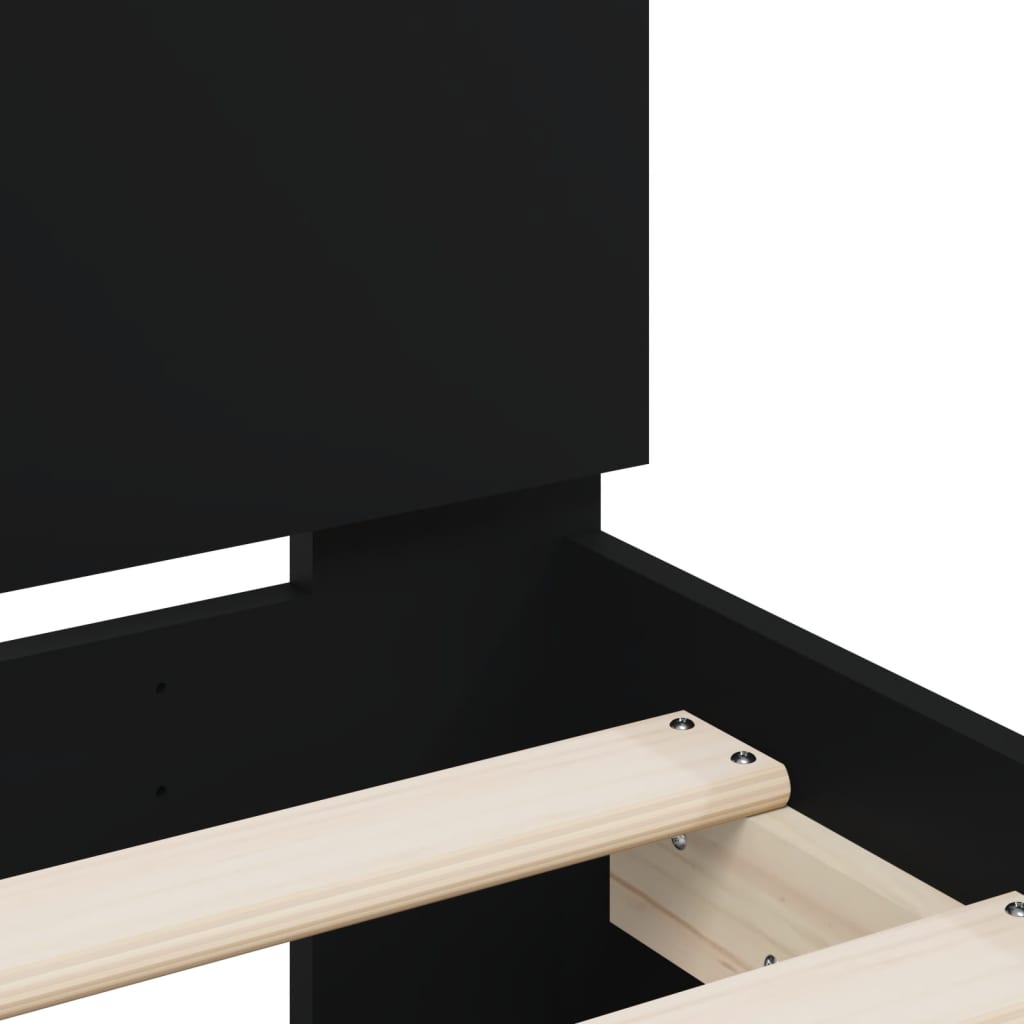 sengeramme med sengegavl 90x200 cm konstrueret træ sort