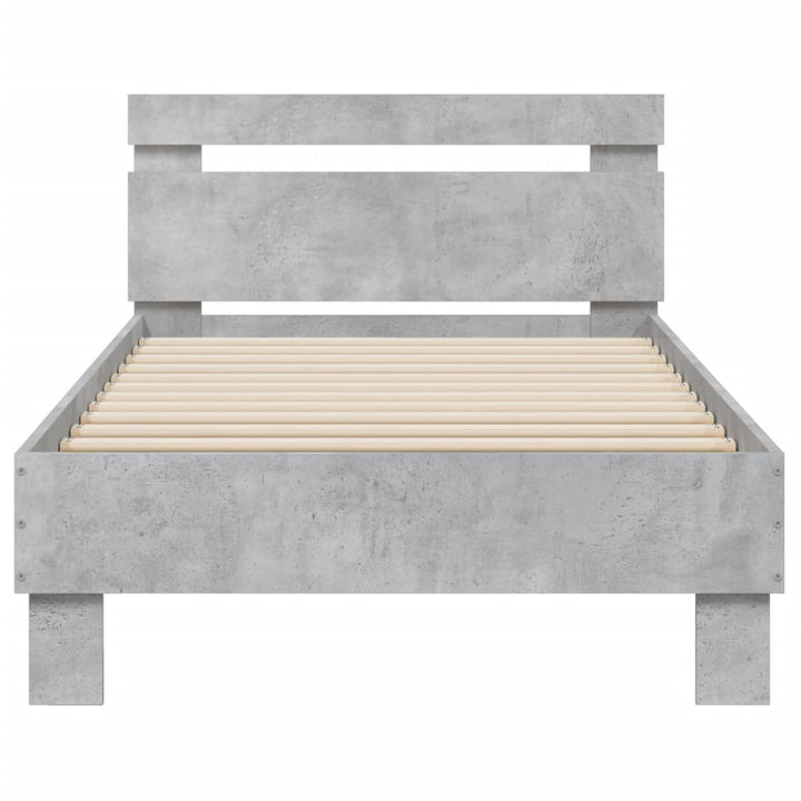 sengeramme med sengegavl 90x200 cm konstrueret træ betongrå