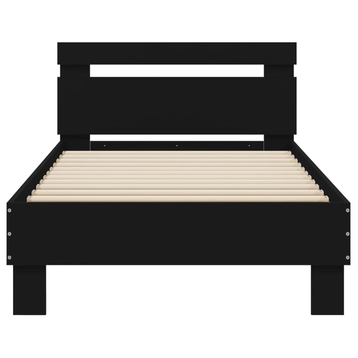 sengeramme med sengegavl 75x190 cm konstrueret træ sort