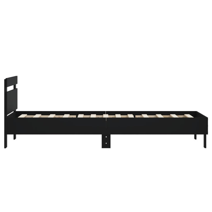 sengeramme med sengegavl 75x190 cm konstrueret træ sort