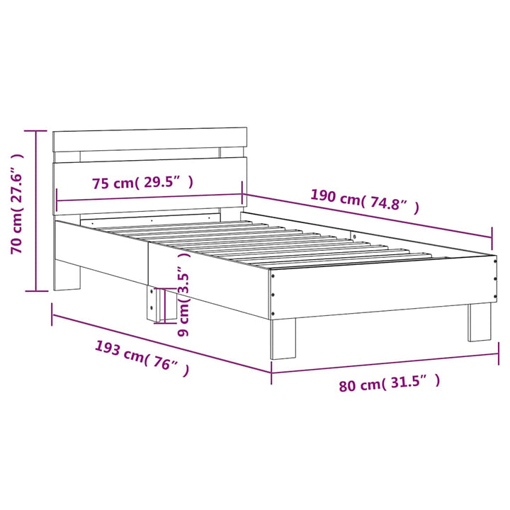 sengeramme m. sengegavl 75x190 cm uden madras sonoma-eg