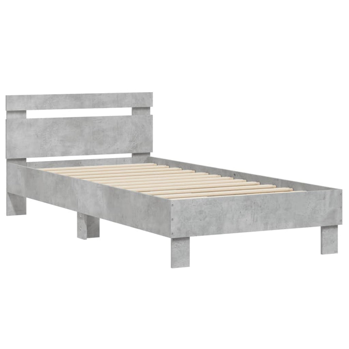 sengeramme med sengegavl 75x190 cm konstrueret træ betongrå