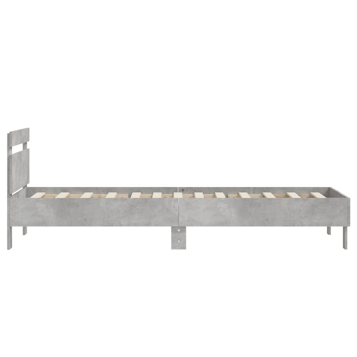 sengeramme med sengegavl 75x190 cm konstrueret træ betongrå
