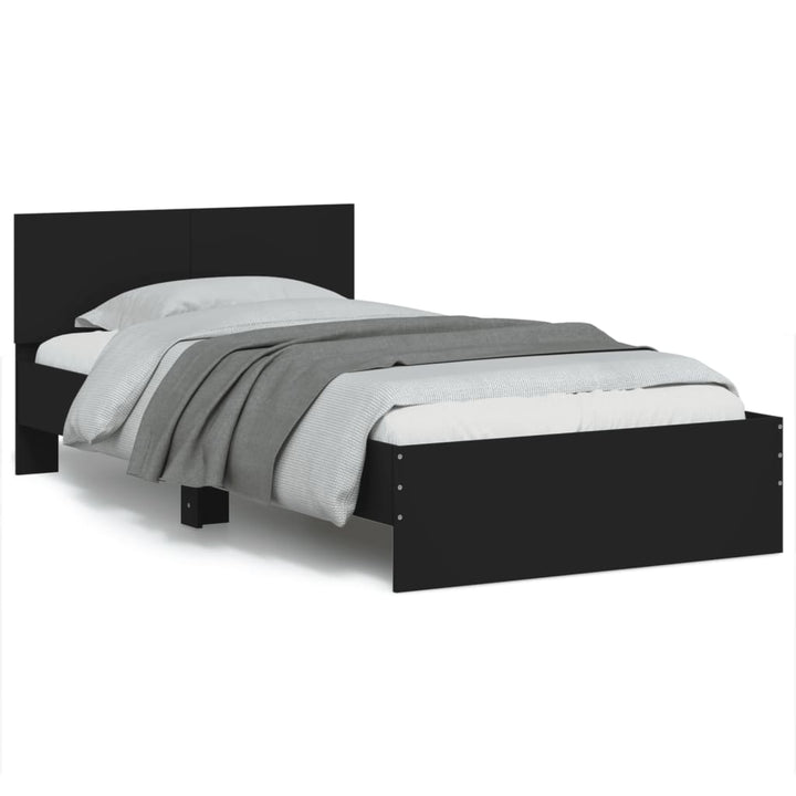 sengeramme med sengegavl 100x200 cm konstrueret træ sort