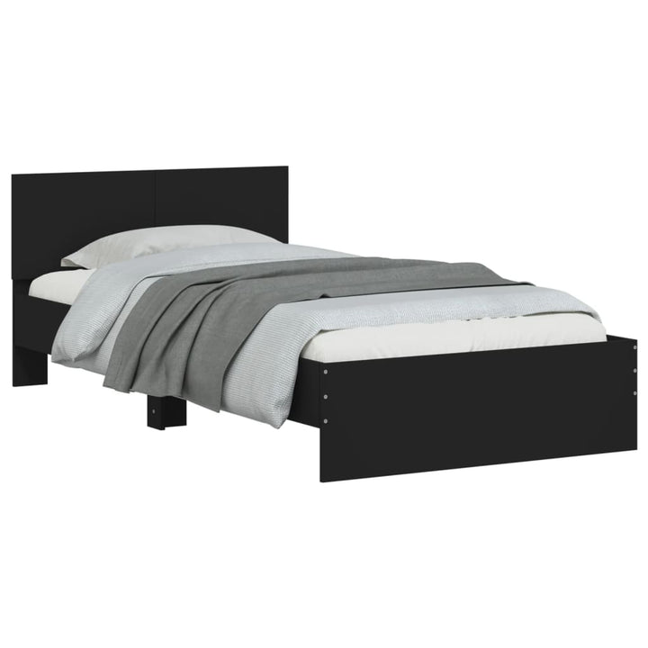 sengeramme med sengegavl 100x200 cm konstrueret træ sort