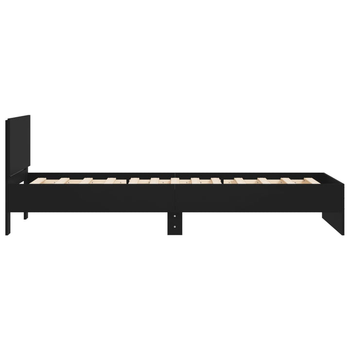 sengeramme med sengegavl 100x200 cm konstrueret træ sort