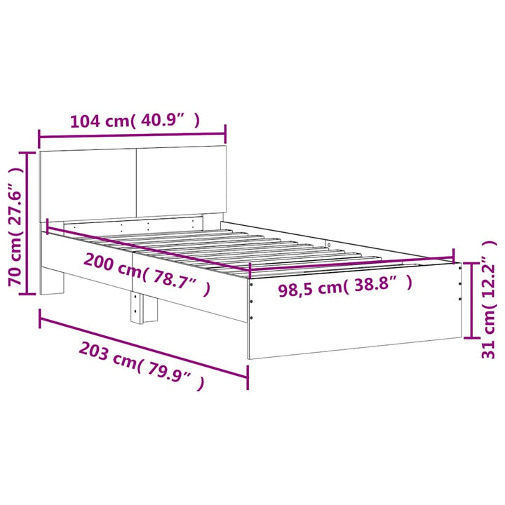 sengeramme m. sengegavl 100x200 cm uden madras sonoma-eg