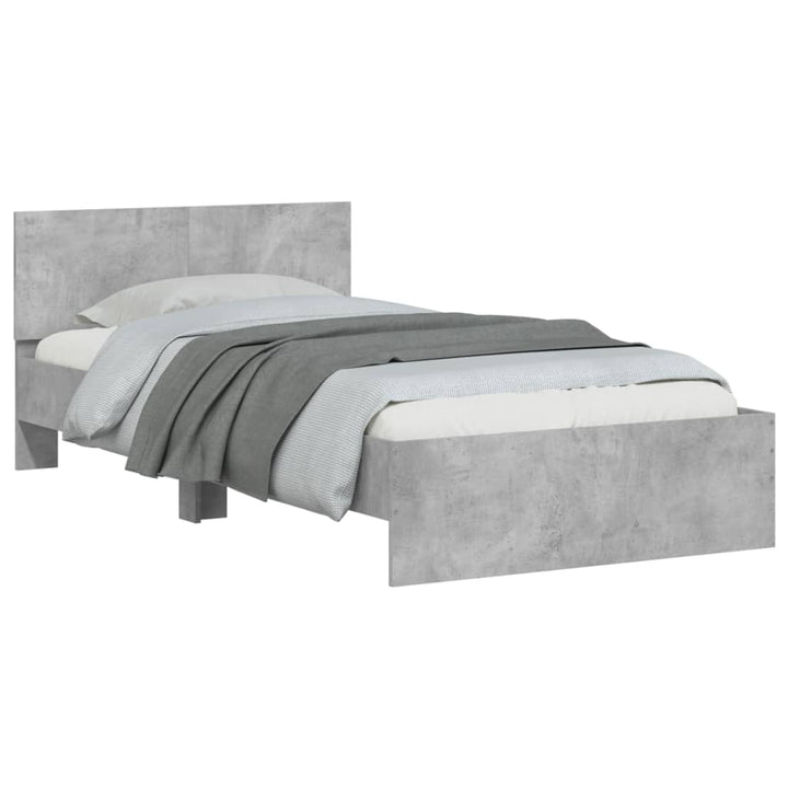 sengeramme med sengegavl 100x200 cm konstrueret træ betongrå