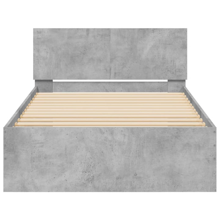 sengeramme med sengegavl 100x200 cm konstrueret træ betongrå