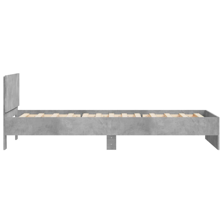 sengeramme med sengegavl 100x200 cm konstrueret træ betongrå